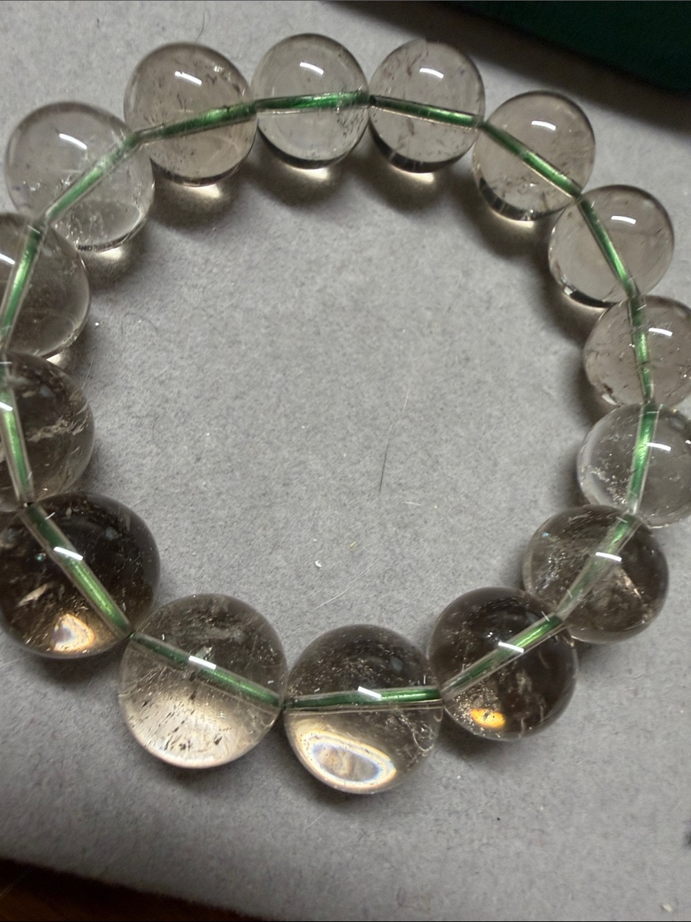 Green Quartz Round Bead Stretch Bracelet - Clear green Gemstone